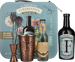 FERDINAND’S Traveller’s Set (1x Dry Gin 50cl + 1x Kupferbecher G&T + 1x Barlöffel + 1x Jigger + …