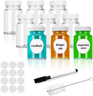 9 Stück Ingwer Shot Flaschen zum BefüLlen, 60ml Kleine Glasflaschen zum BefüLlen Saft Flaschen…