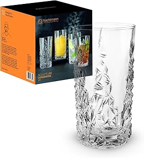 Nachtmann Longdrinkgläser Set 420 ml, 4 Stück, Sculpture, 101967, Cocktailgläser aus Kristallg…