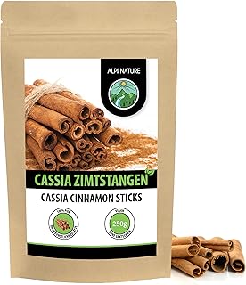 Alpi Nature Zimtstangen 250g, Zimtstangen ganz 60mm, ca. 75-77 Stangen pro Beutel, Cassia Zimt