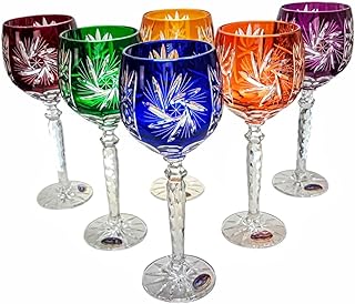 Kristall Weingläser Set – 280 ml, bunt, handgefertigt – 6er Set Weingläser, perfekt für Ro…