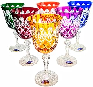 Kristall Weingläser Set – 220 ml, bunt, handgefertigt – 6er Set Weingläser, perfekt für Ro…