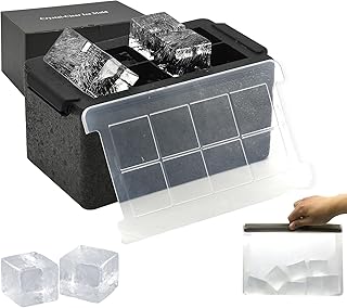 Kristalline Eiswürfelformen, riesiges Tablett für 5,1-cm-Eiswürfelmaschinen, 8 große, transpa…