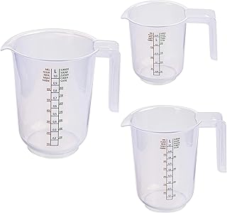 curalit Messbecher Rührschüssel 3 – teiliges Set aus Kunststoff / 1 Liter und 0,5 Liter und 0,2…