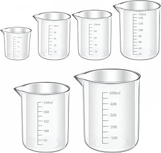 LXUEJIE 6 Stück Measuring Cups, Kunststoff Messbecher 25ml 50ml 100ml 150ml 250ml 500ml Präzisi…