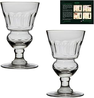 Absinth Glas Set von ALANDIA | 2x Mundgeblasene Absinth Gläser mit Reservoir | Inkl. Trinkanleitung