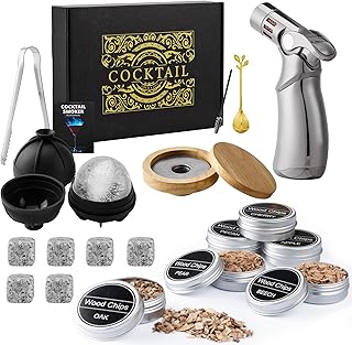 Cocktail Smoker Set mit Brenner, Old Fashioned Räucher-Set, Whiskey Räucherset mit 6 Holzchips,…
