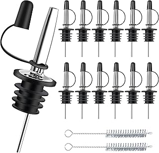 Votoko 12 Stück Edelstahl Flaschen Ausgießer, Flaschenausgießer mit Gummiverschlüssen & 10cm …