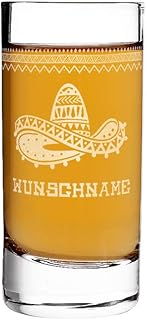 Herz & Heim® Tequila Shot Glas mit Gravur des Wunschnamens – mexikanische Motive zur Auswahl Som…