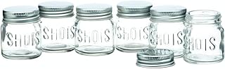 BarCraft Jar Shot Gläser mit Deckel, 6er Set, 60ml, Mini-Glasgefäße