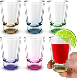 Bunte Shotgläser – 6 x 2,5 cl Kleine Schnapsgläser Set mit schwerem Boden – Ideale Tequila Glä…
