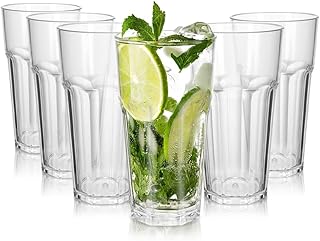 DIBALIYI 6PCS Wiederverwendbare Premium Kunststoffbecher, 420ml Transparent Acryl Becher Gläser,…