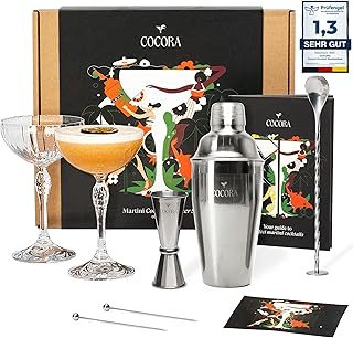 Cocora Martini-Set | 8-teiliges Cocktail-Set aus Edelstahl | Cocktail Shaker | Martini Cocktail G…