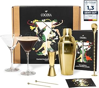 Cocora Martini-Set | 8-teiliges Cocktail-Set aus Edelstahl | Cocktail Shaker | Martini Cocktail G…
